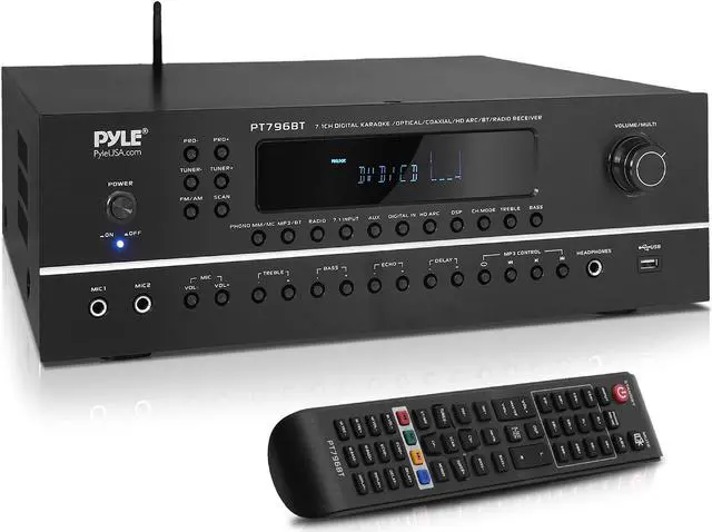Main image of Pyle 7.1-Channel Hi-Fi Bluetooth Stereo Amplifier - 2000 Watt AV Home Theater Speaker Subwoofer Surround Sound Receiver w/ Radio  USB  RCA  HDMI  MIC IN  Supports 4K UHD TV  3D  Blu-Ray - PT796BT