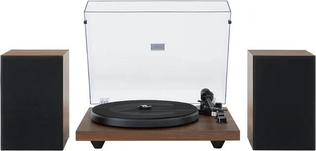 Main image of C62C-WA Record Player with Speakers, Walnut | 2-Speed Turntable, ATN3600L Audio-Technica Cartridge, Standard 1/2" Mount, Bluetooth In, Matching External Speakers