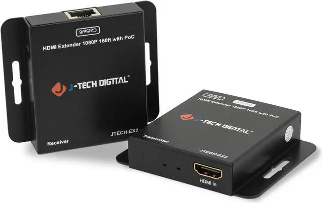 Alt view image 8 of 8 - HDMI Extender 1080P 60Hz Over Single CAT5E/6 Up To 160ft. | Supports PoC (Power Over Cable), 3D, Deep Color, Digital Audio, Zero Signal Loss by J-Tech Digital [JTECH-EX2]