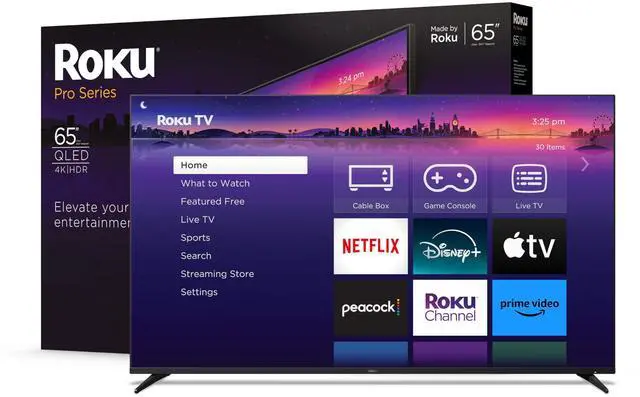 Main image of Roku Smart TV - 65-Inch Pro Series 4K QLED RokuTV with Backlit Voice Remote Pro  Dolby Vision IQ  120Hz Refresh Rate - Live Local News  Sports  Gaming