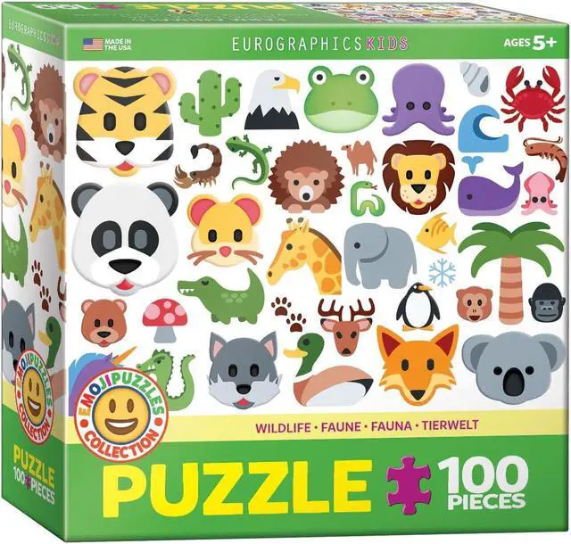 Alt view image 7 of 7 - Emoji Puzzle Wildlife Animals 100 Piece Jigsaw Puzzle