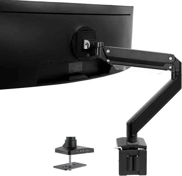 Alt view image 8 of 8 - VIVO Premium Aluminum Single Monitor Pneumatic Spring Arm Desk Mount Stand w/ USB | Fits Ultrawides up to 49" (STAND-V101G1)