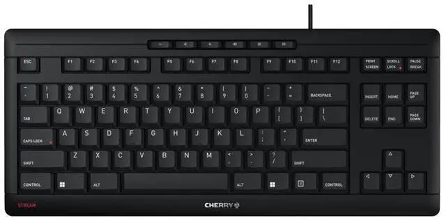 Main image of Stream Wired Keyboard Without Number Pad, Compact TKL | Whisper Quiet Keys, Unique Typing Feel, Slim Design, SX Scissor Switches, QWERTY, Black