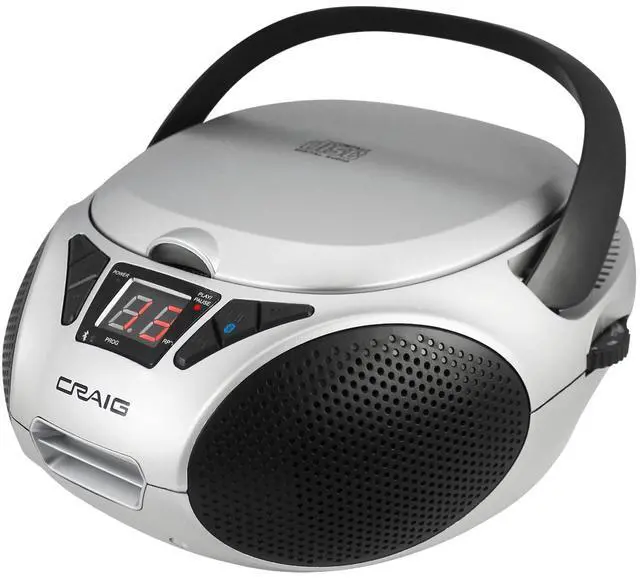 Alt view image 2 of 2 - craig cd6925bt-sl portable top-loading stereo cd boombox with am/fm stereo radio and bluetooth wireless technology in silver | led display | programmable cd player | cd-r/cd-w compatible | aux port |