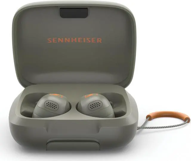Alt view image 3 of 8 - Sennheiser MOMENTUM Sport Earbuds with Sport Sound Tuning and Adaptive ANC, Secure Fit, 24-Hour Battery Life, Fitness Tracker for Body Performance Data - Olive