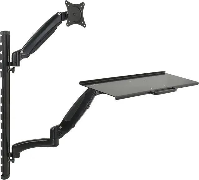 Alt view image 15 of 15 - VIVO Black Sit-Stand Wall Mount Pneumatic Spring Monitor & Keyboard Workstation, Screens up to 27" (STAND-SIT1K)