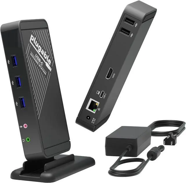Alt view image 12 of 12 - Plugable USB C Docking Station with Charging, Compatible with Thunderbolt 3 and USB-C MacBooks and Specific Windows, Chromebook, Linux Systems (HDMI Display, 60W Charging, Ethernet, 3x USB 3.0 Ports)