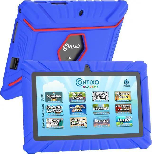 Alt view image 7 of 7 - Contixo V8-2 7 inch Kids Tablets Android 11, 32 GB HD Display Dual Cameras Wi-Fi, w/ 50 Disney eBooks, Case & Screen Protector Learning Toys for 2 -10 Years Old (2023 Sep Release, Purple)