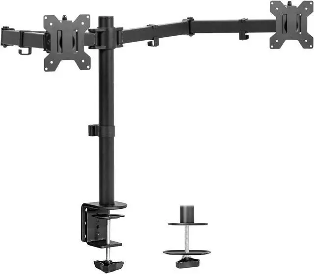 Alt view image 8 of 14 - VIVO Black Dual Ultrawide Monitor Desk Mount Stand, Heavy Duty Fully Adjustable, Fits 2 Screens up to 38", STAND-V038
