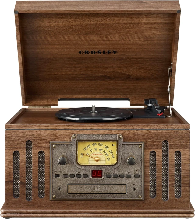 Main image of Crosley Cr704B-Wa Musician 3-Speed Turntable With Radio Cd/Cassette Player Aux-In And Bluetooth Walnut