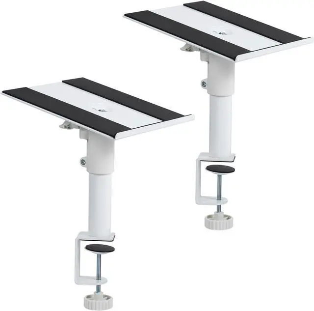 Alt view image 8 of 8 - VIVO Universal White Steel Clamp-on Desk / Table Speaker Stands, 2 Pack