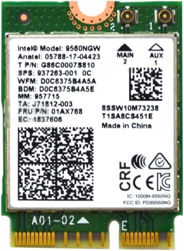 Alt view image 3 of 3 - Intel 9560NGW Wireless-AC 9560 802.11AC WLAN PCI-Express Bluetooth 5.1 WiFi Card G86C0007S810 No vPro