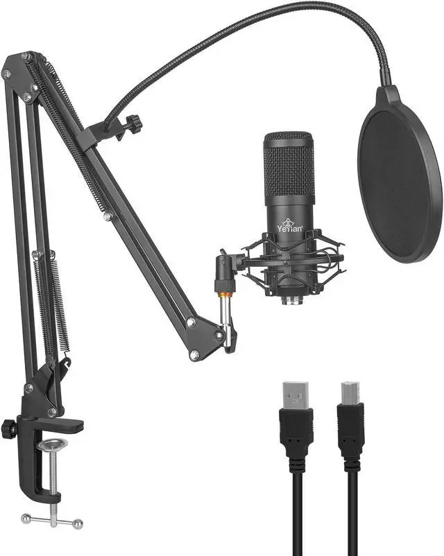Alt view image 8 of 8 - YEYIAN AGILE Condenser Cardioid USB Microphone 24Bit/192KHZ Plug & Play PC Computer Metal Mic Boom Arm, Shock Mount Kit Recording, Gaming, Podcast, Voice Over, Streaming, Home Studio, YouTube