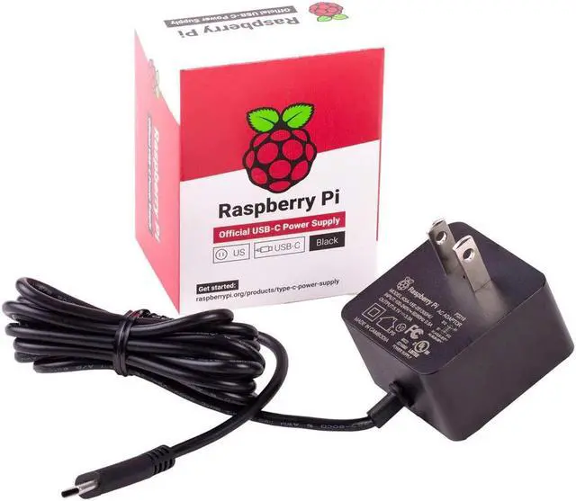 Alt view image 6 of 6 - Official Raspberry Pi 4 4B Power Supply, Output: 5.1V / 3A, USB-C, 1.5m 18AWG (Black)