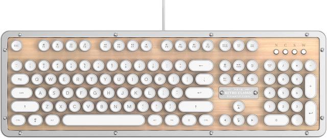 Alt view image 8 of 8 - Azio Retro Classic USB (Maple)- Wired Backlit Vintage Maple Wood Mechanical Keyboard for PC (MK-RETRO-W-02-US)