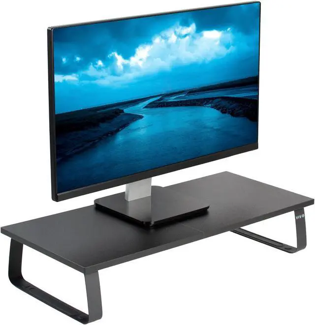 Alt view image 8 of 8 - VIVO Black Wood 24" Wide Desktop Stand Ergonomic Monitor, Keyboard, TV Riser and Desk Tabletop Organizer (STAND-V000D)