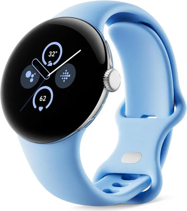 Main image of Pixel Watch 2 (Previous Model) with the Best of Fitbit - Heart Rate Tracking, Stress Management, Safety Features - Android Smartwatch - Polished Silver Aluminum Case - Bay Active Band - LTE