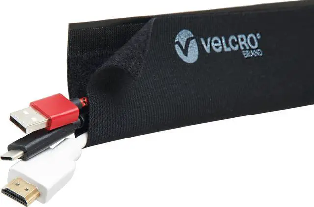 Main image of Velcro Brand Mountable Cable Sleeve | Cord Management Mounts On Walls Desk Or Entertainment Center | Removable Adhesive Is Damage Free | 8In Black 2Pk 8In - 2Pk