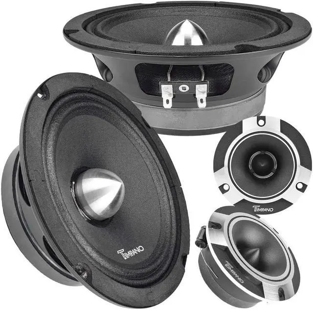 Main image of 1600 Watts Bundle 2X 6.5 Midrange Speakers TPT-MR6-4 Bullet 500 Watts, 4 Ohm + 2X Super Tweeters TPT-ST2 Chrome for Car Audio Systems (2 Speakers, 2 Tweeters)