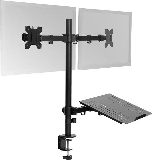 Alt view image 8 of 8 - VIVO Dual 13" to 27" Monitor Mount with Laptop Holder, Tall Adjustable Stand