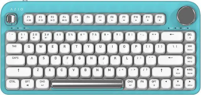 Alt view image 11 of 12 - Azio IK409 IZO Wireless BT5/USB PC & Mac Mechanical Keyboard, Pre-Lubed Red Switches, Mint Daisy