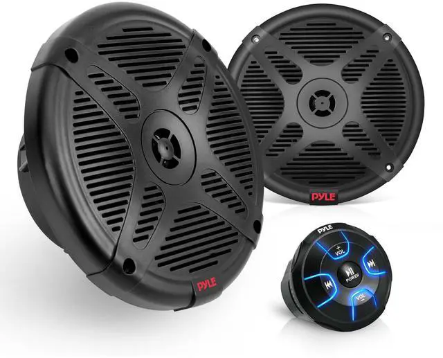 Alt view image 7 of 7 - Pyle PLMRKT8 6.5" Marine Speakers with Bluetooth Remote Control, Black (2 Pack)