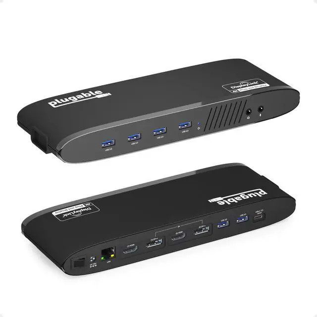 Main image of Universal Laptop Docking Station, 4K Dual Monitor, DisplayPort or HDMI, Windows Mac or ChromeOS Laptops, USB-C or USB 3.0, Adds 2 Displays, Ethernet, Audio, 6 USB Ports