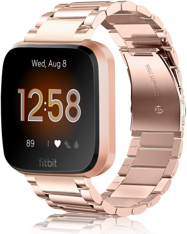 Main image of Metal Band Compatible with Fitbit Versa 2 1&Lite Edition Solid Stainless Steel Strap, Replacement Wristband, Business Bracelet, for Women Men, All-day Comfort