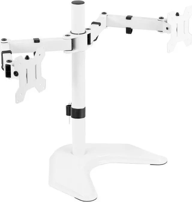 Alt view image 8 of 8 - VIVO White Dual Monitor Desk Stand Mount, Fits Up to 27" Computer Screens