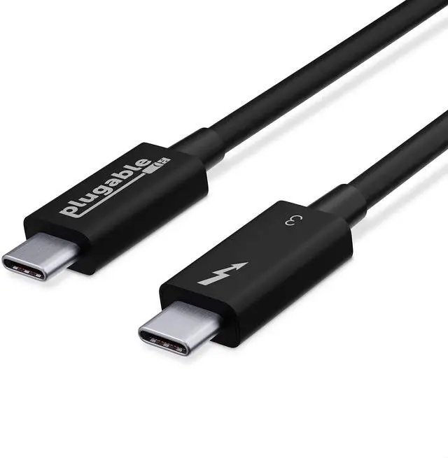 Main image of Plugable Thunderbolt 3 Cable 40Gbps Supports 100W (20V, 5A) Charging, 2.6ft / 80cm Thunderbolt-Certified USB C Compatible - Driverless