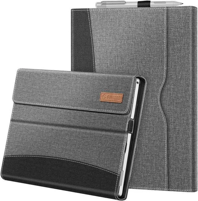Main image of Case for 12.3 Inch Microsoft Surface Pro 7 Plus, Surface Pro 7/6/5/4/3 - Portfolio Business Cover with Pocket, Compatible with Type Cover Keyboard, Gray