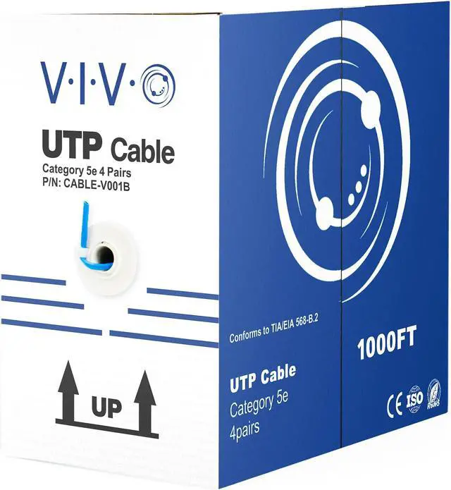 Alt view image 8 of 8 - VIVO 1,000ft Blue bulk Cat5e LAN Ethernet Cable Wire UTP Pull Box 1000 ft Cat-5e