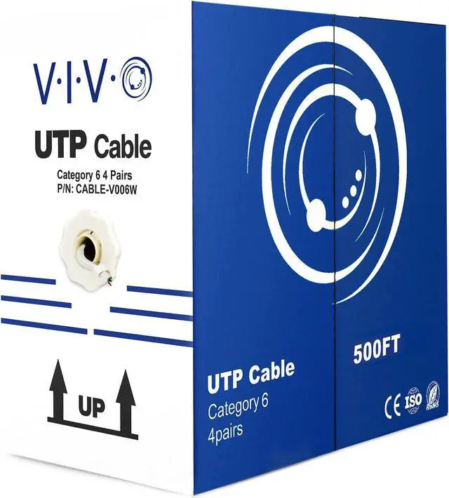 Alt view image 8 of 8 - VIVO 500ft bulk Cat6 Ethernet Cable / Wire UTP Pull Box 500 ft Cat-6 White LAN
