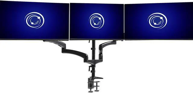Alt view image 15 of 15 - VIVO Triple Monitor Desk Mount, 2 Pneumatic Arms + 1 Fixed, Heavy Duty, Adjustable, 3 Screens up to 32" (STAND-V300G)