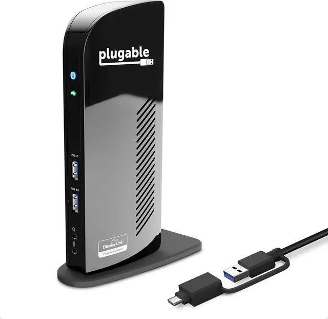 Alt view image 20 of 20 - Plugable Laptop Docking Station Dual Monitor for USB-C or USB 3.0, Compatible with Windows and Mac, (Dual HDMI, 6x USB Ports, Gigabit Ethernet, Audio)