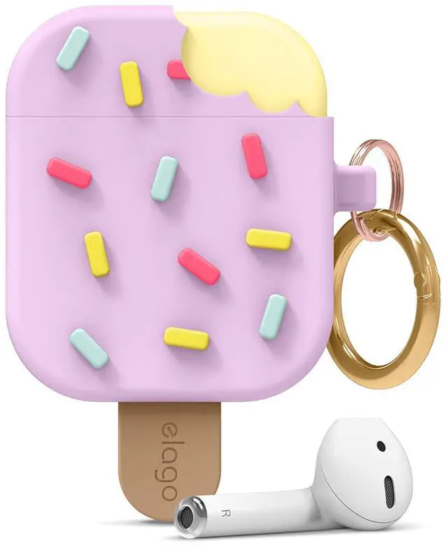Main image of Ice Cream AirPods Case with Keychain for AirPods 2 & 1 | Shockproof Protective Skin, Cute Accessories for Girls, Kids, Boys (Blueberry)