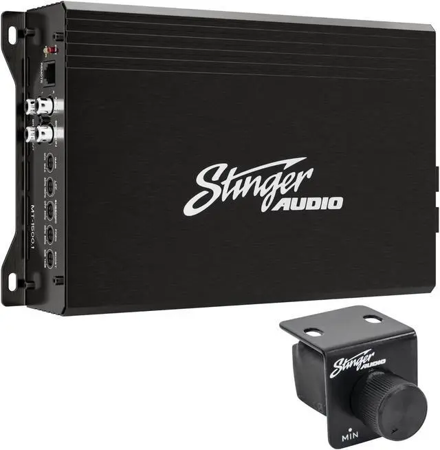 Main image of STINGER Audio MT15001 Monoblock 1500 Watt RMS Car Audio Subwoofer Amplifier with Remote Subwoofer Level Control  Class D Mosfet Power Supply
