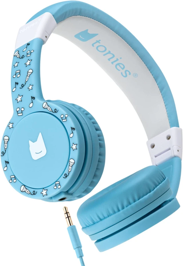 Main image of Foldable Wired Headphones for Kids - Comfortably Designed to fit On-Ear - Works with Toniebox 1 and All 3.5mm Devices - Light Blue