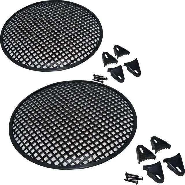 Alt view image 12 of 12 - 12" Steel Speaker/Subwoofer Woofer Waffle Mesh Grille w/ Clips & Screws (pair)