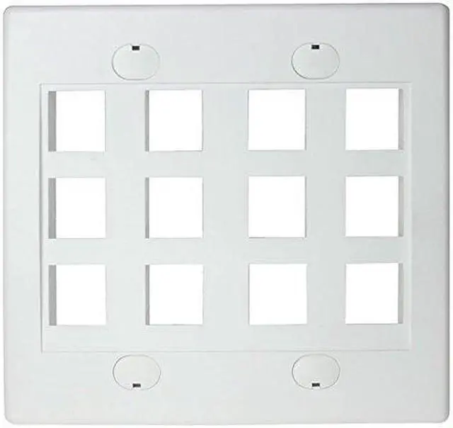 Main image of Keystone Wall Plate Double Gang 12-Port White (1 Piece Flush)