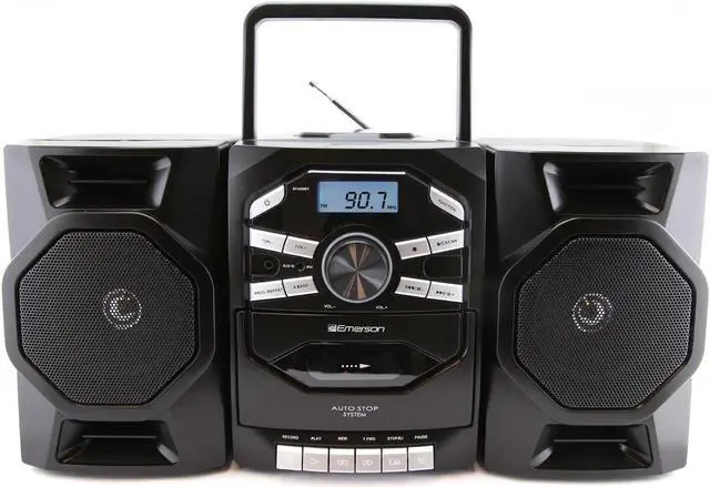 Main image of Portable CD Player Boombox with Cassette Player, Tape Recorder, AM/FM Radio, AUX Input, Detachable Speakers, AC/DC & Battery Operated Stereo System for Home, Travel, Indoor & Outdoor Use