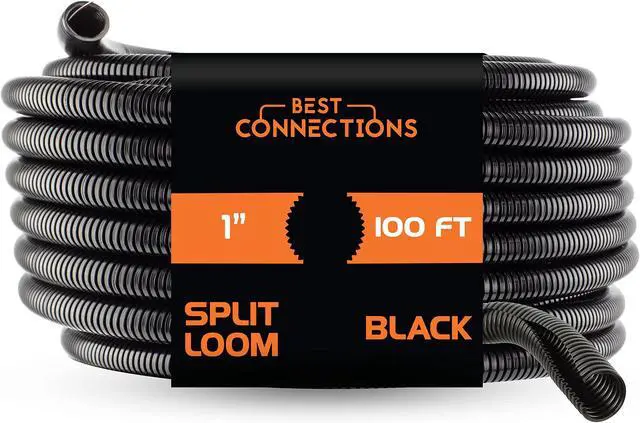 Main image of Split Wire Loom Flex-Guard Convoluted Tubing Protective Split Cable Sleeves for Auto Home Industrial Electrical Wires Chemical Resistant Conduit Black (1" - 100 ft)