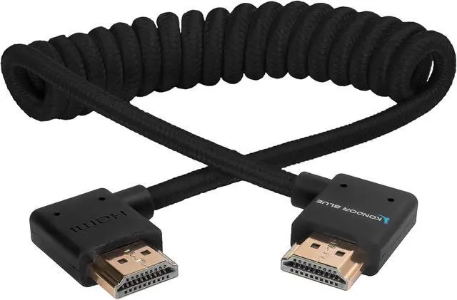 Main image of KONDOR Blue 4K Full HDMI Thin Right Angle Braided Cable for On-Camera Monitors Capture Cards + More