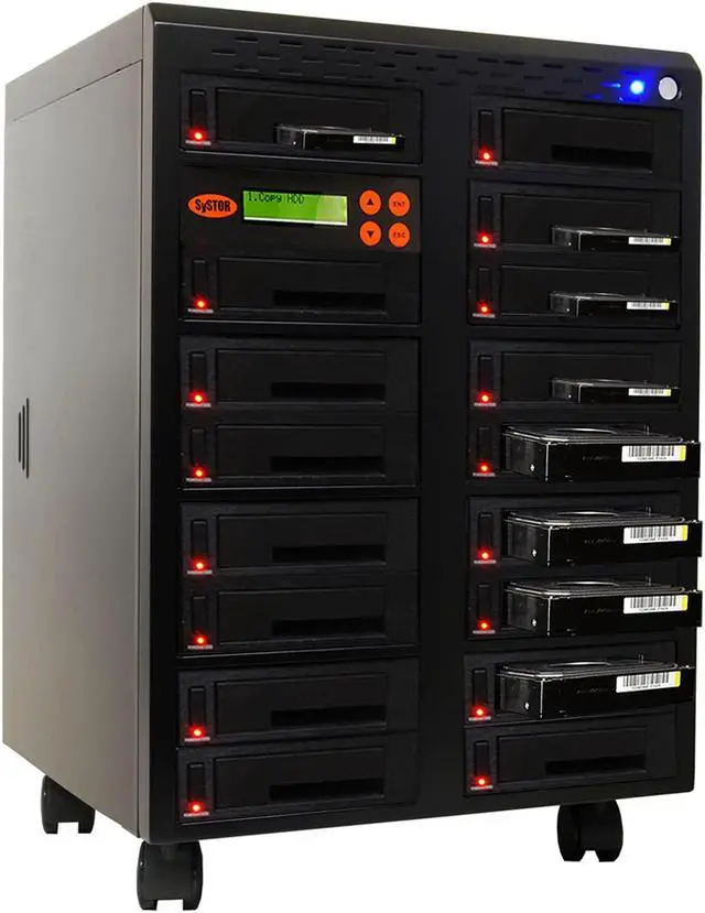 Alt view image 2 of 2 - Systor 1 to 16 SATA 150MB/S HDD SSD Hard Drive Duplicator/Sanitizer - Copy & Erase 2.5 & 3.5 inch Hard Disk Drives & Solid State Drives (SYS2016HS-DP) - Dual Port Hot Swap