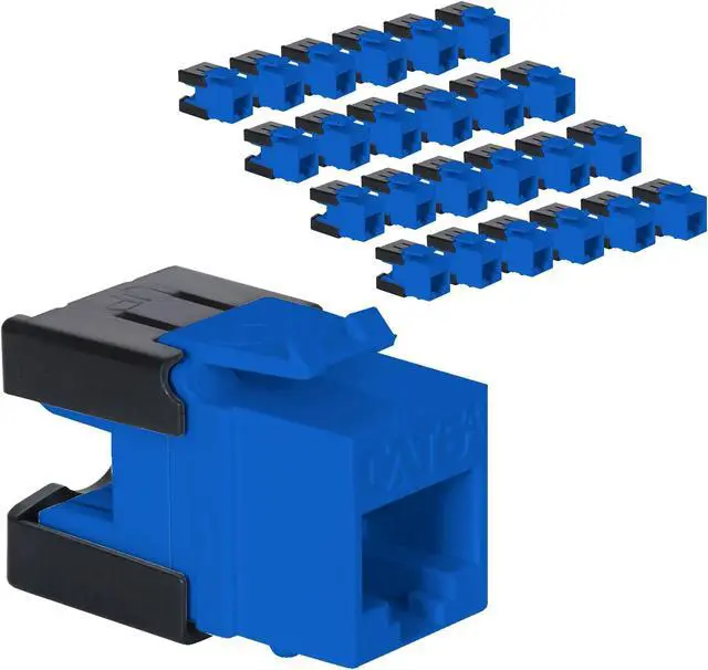 Main image of ICC CAT6A Keystone Jack for HD Style Wallplate or Patch Panel - RJ45 - UL Listed Ethernet Cable Connector - PoE++ Rated - Compatible with JackEasy Termination Tool - Blue - 25-Pack