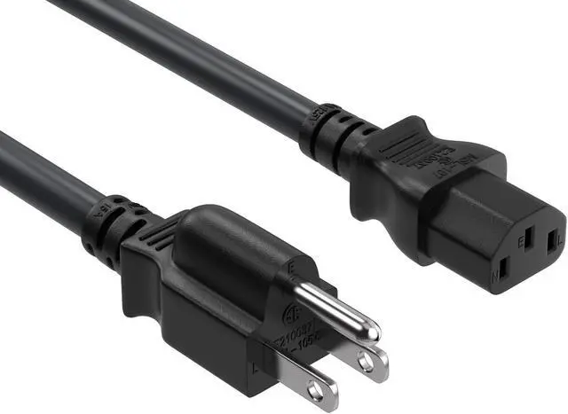 Main image of CableLeader 10ft 14 AWG Universal Power Cord IEC320 C13 to NEMA 5-15P, Extension Power Cord, Compatible with Computers, Monitors, Printers & TVs, Black, Pack of 1