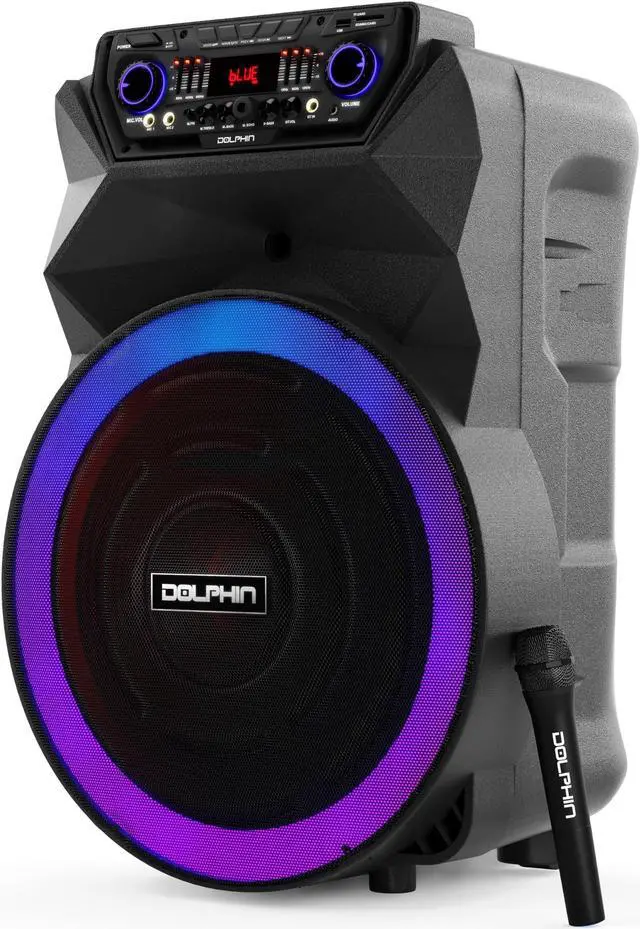 Alt view image 6 of 6 - Dolphin SP-18RBT 18" High Powered Rechargeable Party Speaker Wireless Microphone