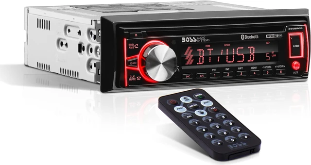 Alt view image 17 of 17 - Boss 560BRGB Single-DIN, CD/MP3 Player Detach Panel Bluetooth