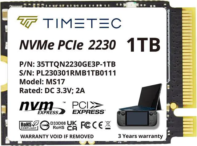 Alt view image 8 of 8 - Timetec 1TB M.2 2230 SSD NVMe PCIe Gen 3x4 Internal Solid State Drive Compatible with Steam Deck, Microsoft Surface pro 9/pro 8/pro 7+/pro X/laptop3/laptop4/laptop go/book3 (1TB)