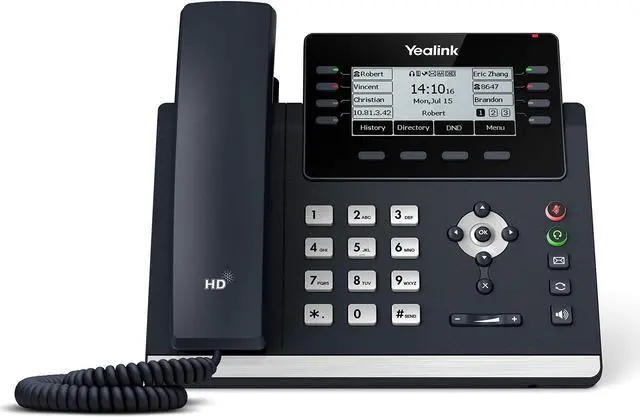 Alt view image 2 of 2 - yealink t43u ip phone, 12 voip accounts. 3.7-inch graphical display. dual usb 2.0, dual-port gigabit ethernet, 802.3af poe, power adapter not included (sip-t43u)